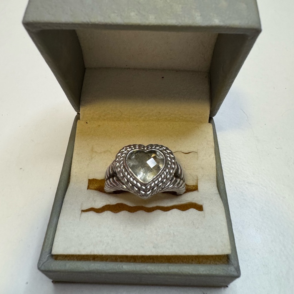 Judith Ripka Sterling Silver 925 Green Amethyst Prasiolite Heart Ring . - Picture 3 of 6